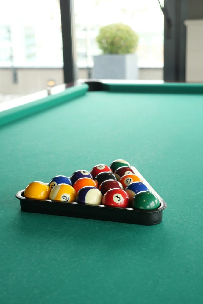 Billiard balls on the table.